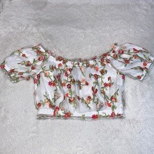 |3 FOR $20| URBAN PLANET Floral Sheer Crop Top